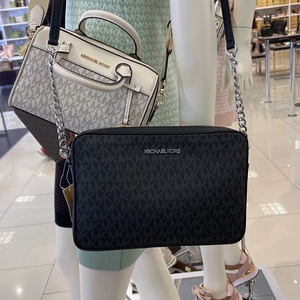 Michael Kors Jet Set Item Large East West Zip Crossbody Black - Picture 9 of 16